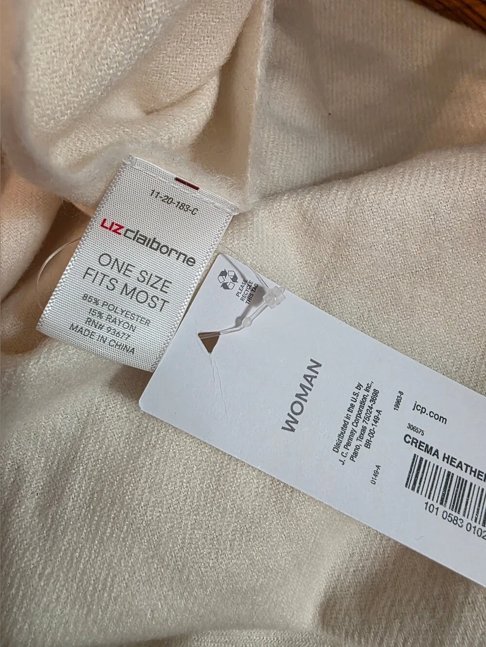 Liz Claiborne Crema Heather Fringed Scarf Pashmina Wrap Shawl Scarf Soft Cozy